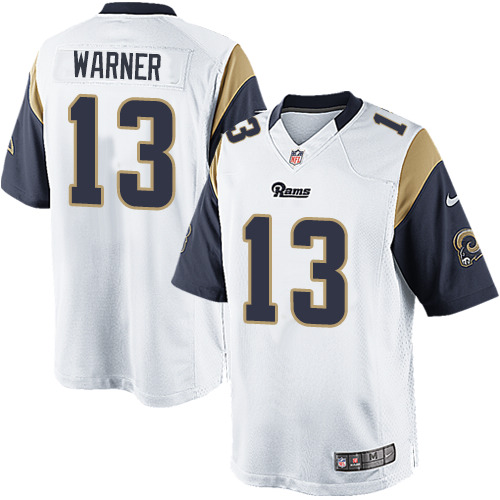 Men's Limited Kurt Warner Nike Jersey White Road - #13 NFL Los Angeles Rams